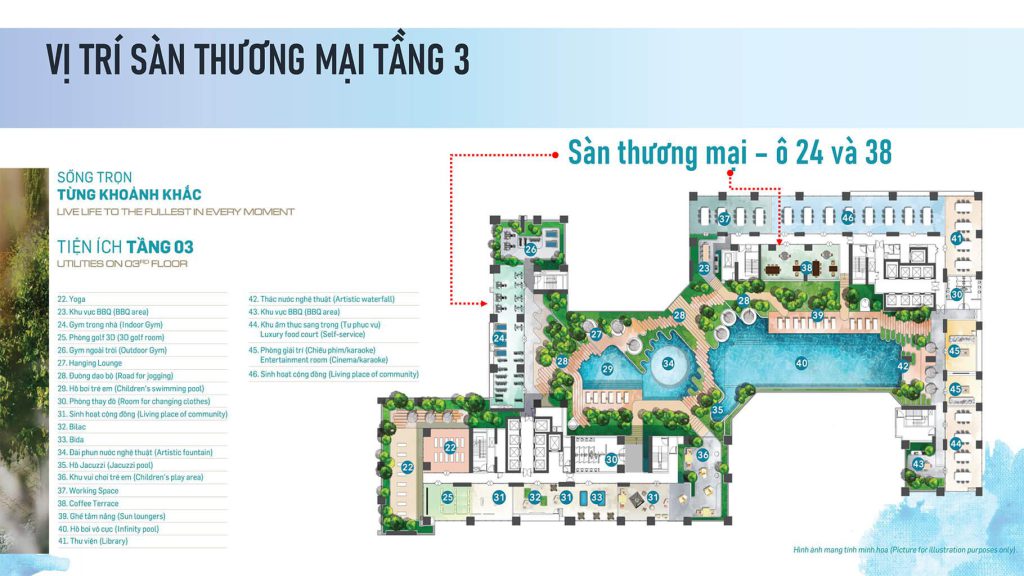 Mặt bằng tiện ích tầng 3