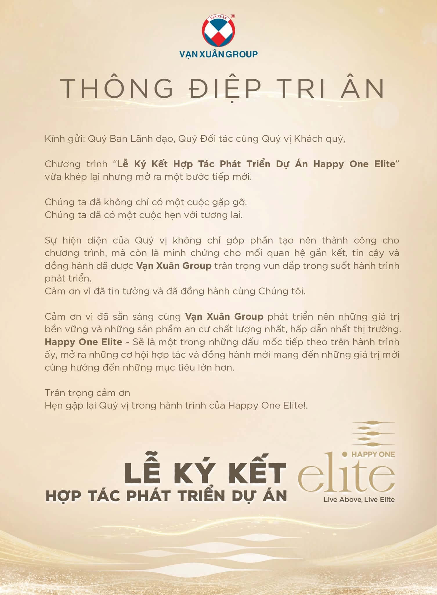 VẠN XUÂN GROUP : LỜI TRI ÂN – KHỞI ĐẦU HÀNH TRÌNH MỚI